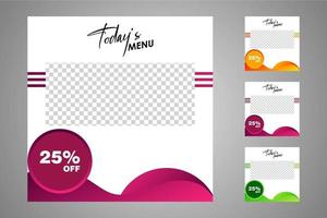 New set of editable minimal banner templates. Suitable for social media posts and web or internet ads. Vector illustration with photo college.