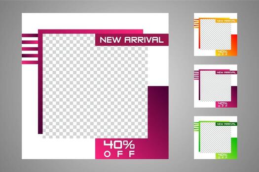 New set of editable minimal banner templates. Suitable for social media posts and web or internet ads. Vector illustration with photo college.