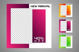 New set of editable minimal banner templates. Suitable for social media posts and web or internet ads. Vector illustration with photo college.