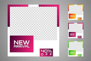 New set of editable minimal banner templates. Suitable for social media posts and web or internet ads. Vector illustration with photo college.