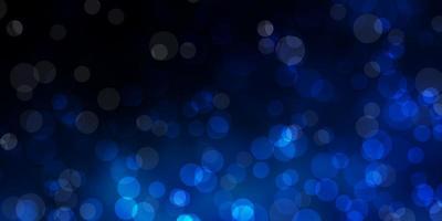 Dark BLUE vector background with bubbles.