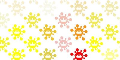 Light red, yellow vector backdrop with virus symbols.