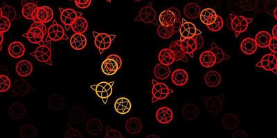 patrón de vector rojo oscuro con elementos mágicos.