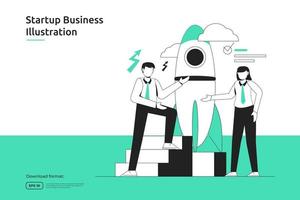 Startup opportunity, investment venture, financial adviser, business launch, franchising, mentoring concept. Success metaphor flat design web landing page or mobile website vector