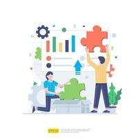 Startup employees teamwork. men and women scenes at office working and make some planning. Business concept illustration of brainstorming,  meeting, negotiation, talking to each other vector