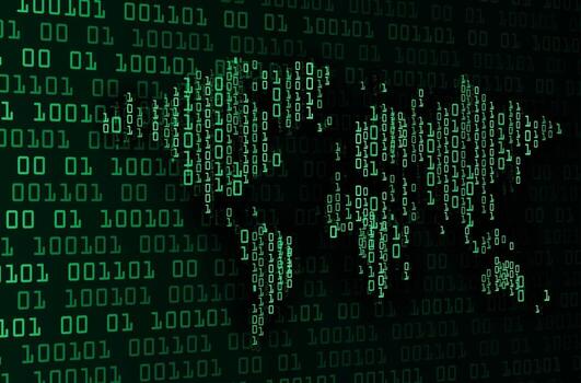 Tecnología futura de la placa de circuito binario mundial, fondo azul del concepto de seguridad cibernética de hud vector