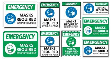 Emergency Masks Required Beyond This Point Sign Isolate On White Background,Vector Illustration EPS.10 vector