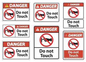 Danger do not touch sign label on transparent background vector
