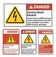 Danger Severe shock hazard sign on white background vector