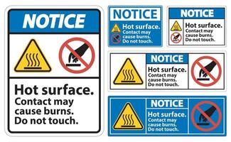 Notice Hot Surface Do Not Touch Symbol Sign Isolate on White Background,Vector Illustration vector