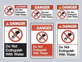 Danger Do Not Extinguish With Water Symbol Sign On White Background vector