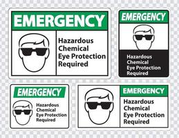 protección ocular química peligrosa de emergencia requerida símbolo signo aislar sobre fondo transparente, ilustración vectorial vector