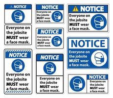 Notice Wear A Face Mask Sign Isolate On White Background,Vector Illustration EPS.10 vector