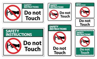 Safety Instructions do not touch sign label on transparent background vector