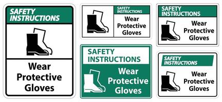 Safety Instructions Wear protective footwear sign on transparent background vector