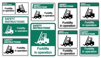 Instrucciones de seguridad carretillas elevadoras en operación símbolo signo aislar sobre fondo transparente, ilustración vectorial vector