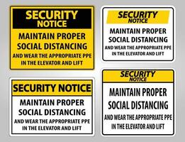 Security Notice Maintain Proper Social Distancing Sign Isolate On White Background,Vector Illustration EPS.10 vector