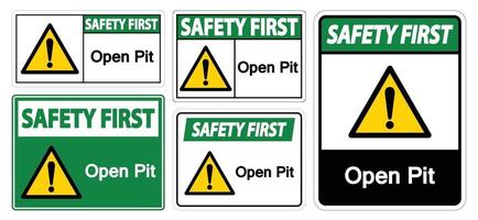 Safety First Open Pit Sign Isolate On White Background,Vector Illustration EPS.10 vector