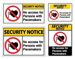 Security Notice No Access For Persons With Pacemaker Symbol Sign On White Background vector