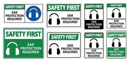 Safety First Ear Protection Required Symbol Sign Isolate on transparent Background,Vector Illustration vector