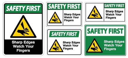 Safety First Sharp Edges Watch Your Fingers Symbol Sign Isolate On White Background,Vector Illustration EPS.10 vector