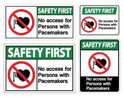 Safety First No Access For Persons With Pacemaker Symbol Sign On White Background vector