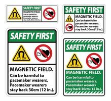 Safety First Magnetic field can be harmful to pacemaker wearers.pacemaker wearers.stay back 30cm vector