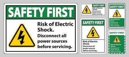 Safety first Risk of electric shock Symbol Sign Isolate on White Background vector