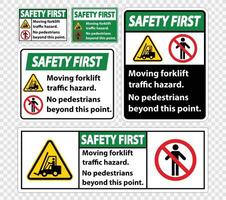 Moving forklift traffic hazard,No pedestrians beyond this point,Symbol Sign Isolate on transparent Background,Vector Illustration vector