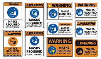 Warning Masks Required Beyond This Point Sign Isolate On White Background,Vector Illustration EPS.10 vector