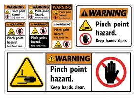 Warning Pinch Point Hazard,Keep Hands Clear Symbol Sign Isolate on White Background,Vector Illustration vector