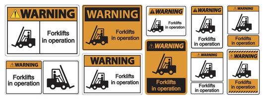 Warning forklifts in operation Symbol Sign Isolate on transparent Background,Vector Illustration vector