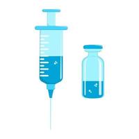 Syringe and vaccine vial icons isolated on white background. Vaccination and immunization concept vector