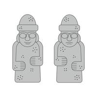 Dol hareubangs or tol harubangs icons. Famous rock statues from Jeju Island, South Korea vector