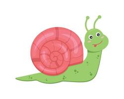 Cute snail character isolated on white background. Vector cartoon illustration for kids