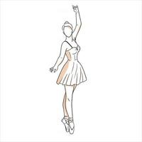 Ballerina in dress and pointe shoes. Line style. Dancer. vector