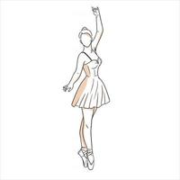 Ballerina in dress and pointe shoes. Line style. Dancer. vector