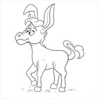 Animal character funny donkey in line style coloring book vector