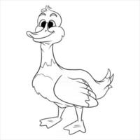 Animal character funny goose in line style coloring book vector