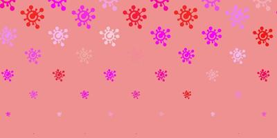 Light Pink, Red vector pattern with coronavirus elements.