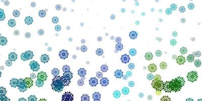 Light blue, green vector texture with bright snowflakes.