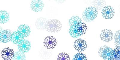 Light pink, blue vector doodle pattern with flowers.