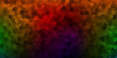 Dark green, red vector backdrop with a batch of hexagons.