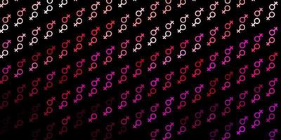 Dark Pink vector background with woman symbols.