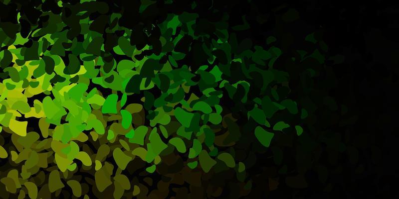 Dark green, yellow vector backdrop with chaotic shapes.