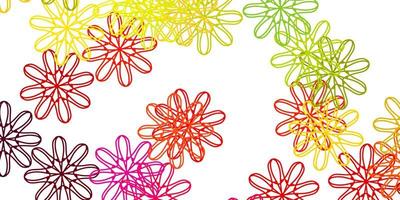 Fondo de doodle de vector multicolor claro con flores.