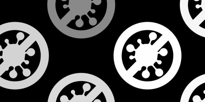 Dark Gray vector pattern with coronavirus elements.