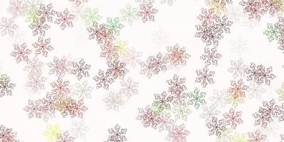 Light green, red vector doodle template with flowers.