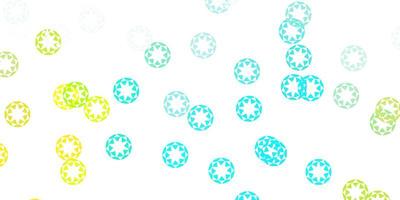 Light blue, yellow vector background with bubbles.