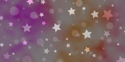 Light Pink, Yellow vector texture with circles, stars.